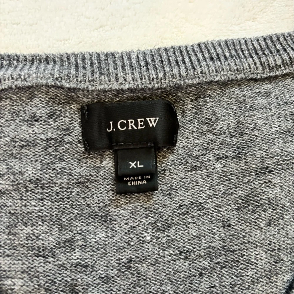 J. Crew Men’s Sweater Rugged Cotton V-Neck Pullover Gray Size XL